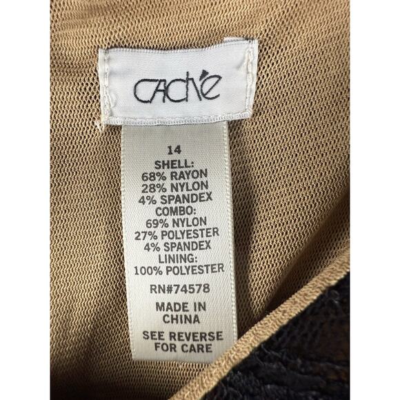 Cache Sheath Dress Sz 14 Lace Black Sleeveless Knee Length - Picture 4 of 6